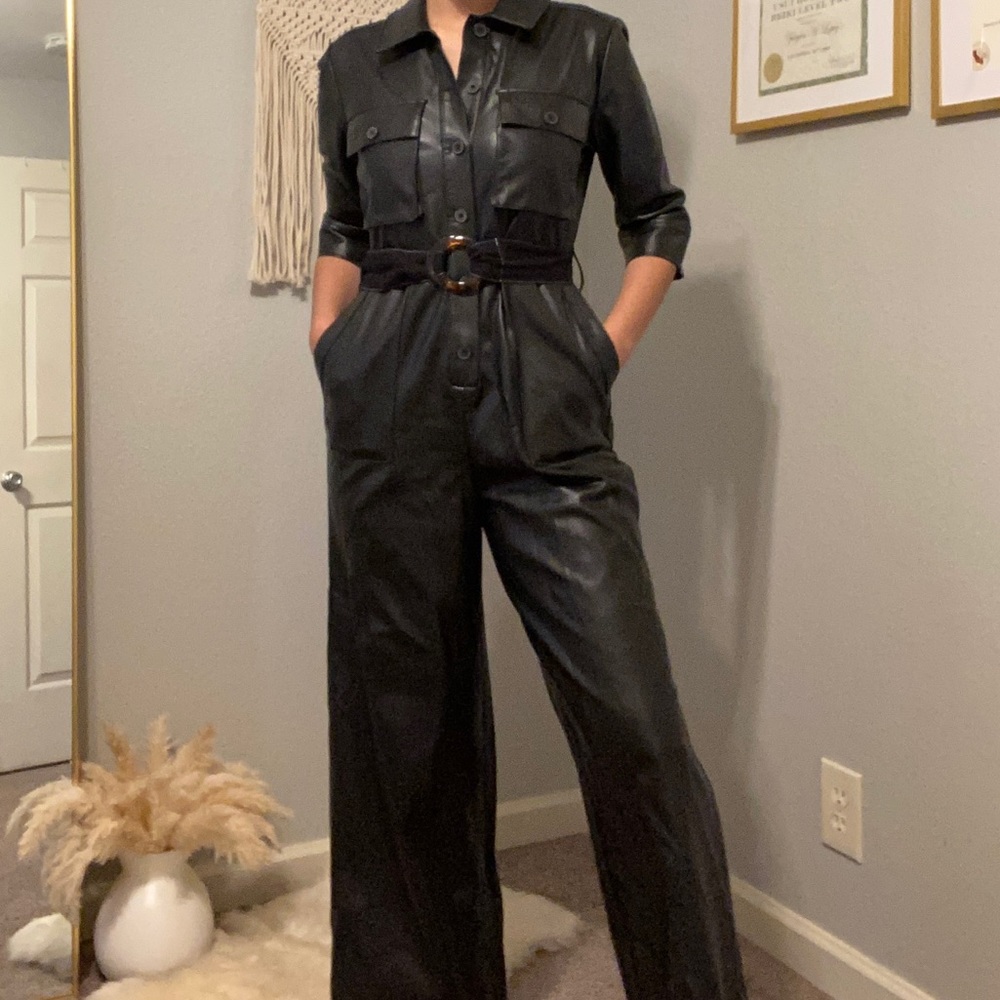 Women's Apt. 9® + Cara Santana Faux Leather Jumpsuit